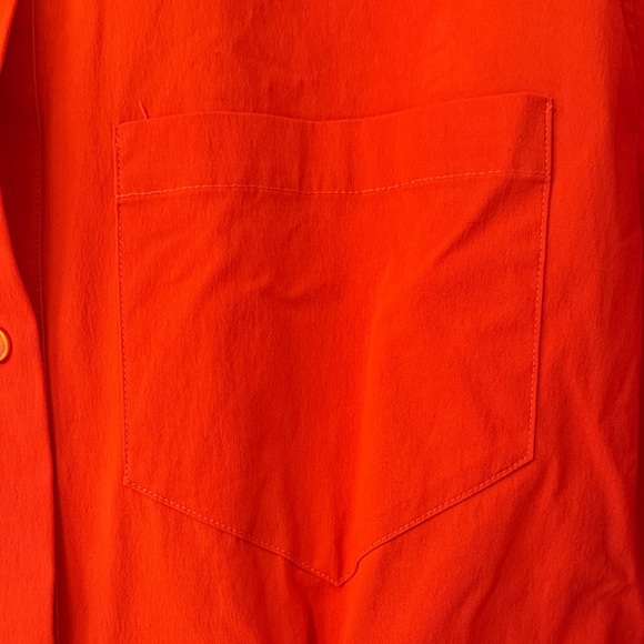 Good American Tangerine Color Button Up Fitted Waist Dress MED - Picture 6 of 10